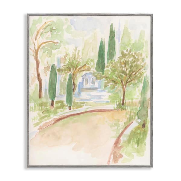 Stupell Industries Path to Cottage Abstract by June Erica Vess Gray Framed Nature Giclee Art Print 14 in. x 11 in.