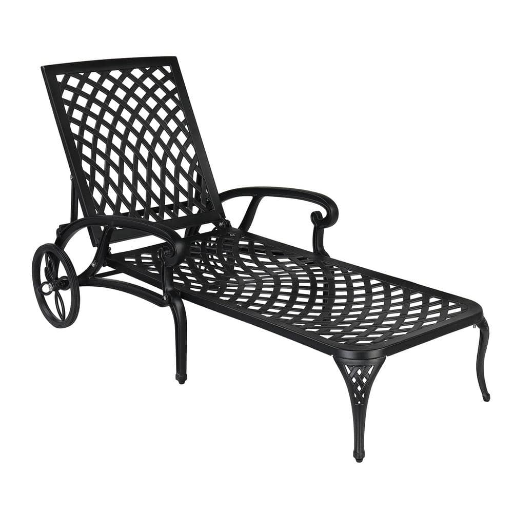 62.5 in. x 22.8 in. x 11.8 in. Black Chaise Lounge Aluminum with wheels 3-adjustable backrest price history on PriceWatchPro