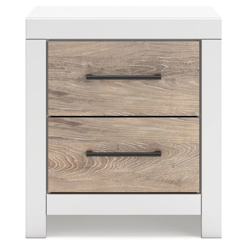 White and Light Brown 2-Drawer Transitional Nightstand