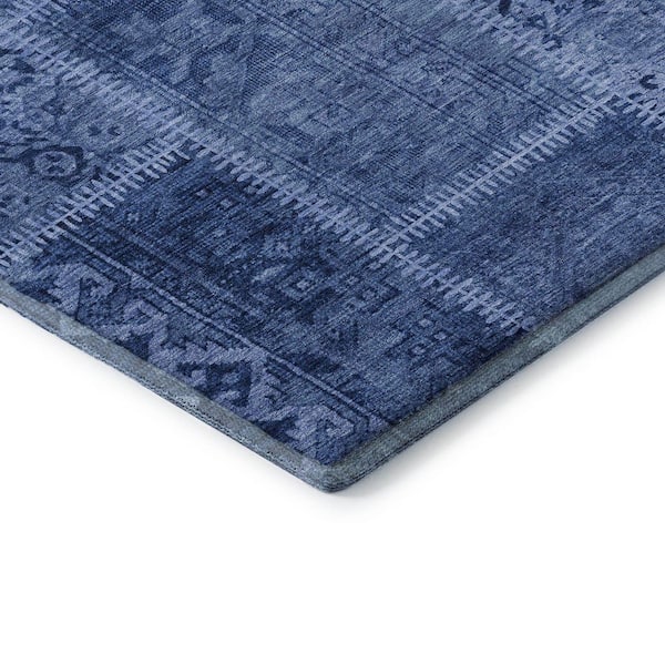 Mayfield Premium Machine Washable Indoor/Outdoor Geometric AMF635 Navy 3 ft. x 5 ft. Area Rug