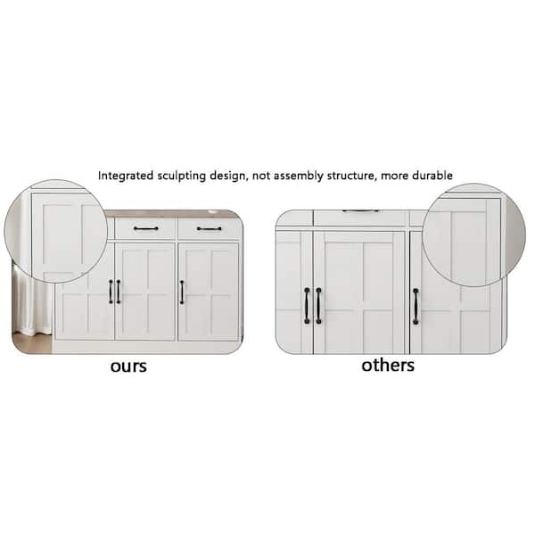 FUNKOL 29.92inx15.75nx71.65in White Field-Character MDF Kitchen Cabinet with 4 Doors, 1 Drawer and 2 Adjustable Shelves