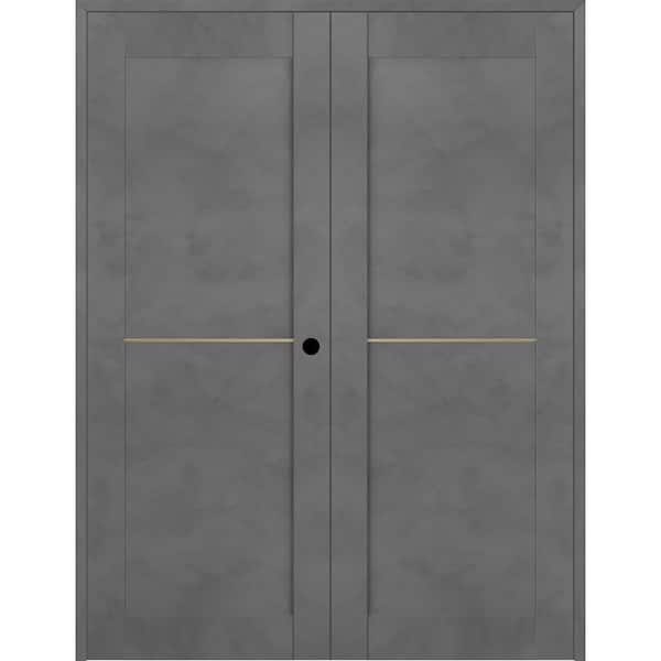 Belldinni Vona 07 1H Gold 72 in. x 80 in. Left Hand Active Dark Urban Wood Composite Double Prehung Interior Door
