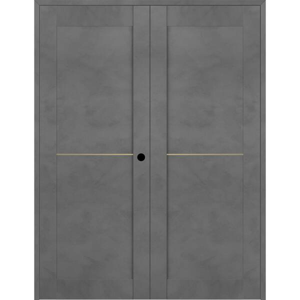 Belldinni Vona 07 1H Gold 56 in. x 80 in. Left Hand Active Dark Urban Wood Composite Double Prehung Interior Door