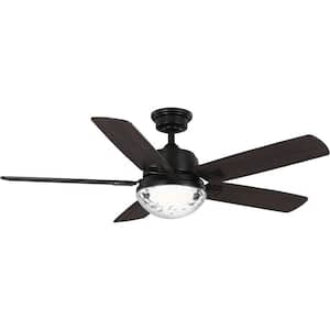Tompkins 52 in. Indoor/Outdoor Integrated LED Matte Black Transitional Ceiling Fan with Remote for Living Room