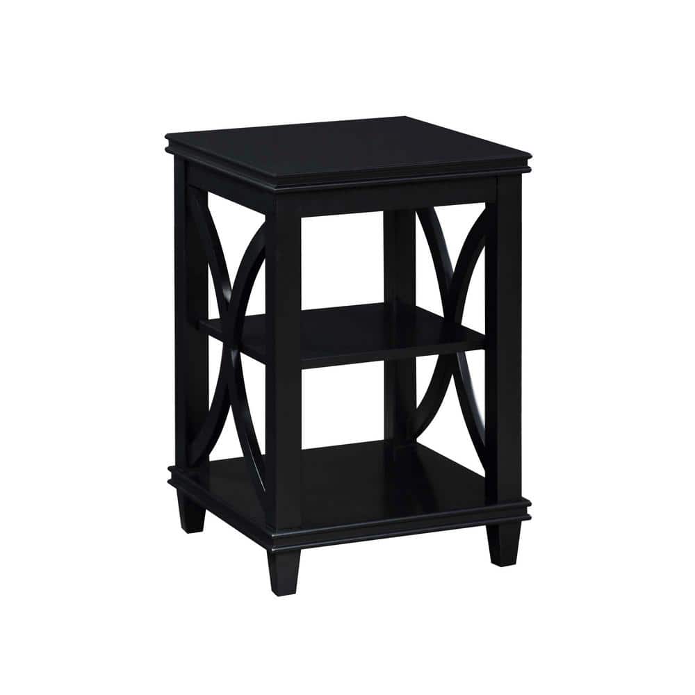 Elegant Florence Black Oak Veneer End Table with Shelves