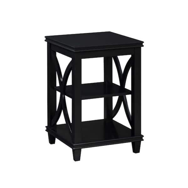 Convenience Concepts Florence 16 in. Black Standard Square End Table with Shelves