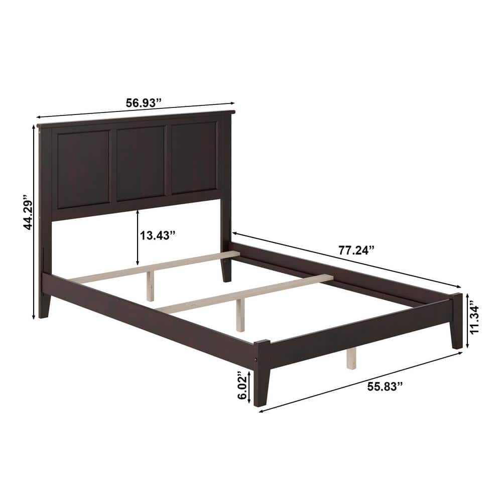 Madison Full Double Espresso Wood Frame Traditional Bed with Headboard