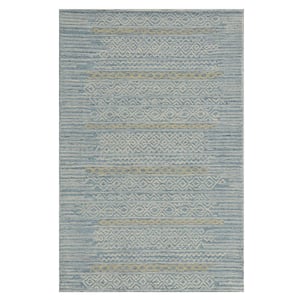 Opal Light Blue 5 ft. x 7 ft. Trellis Scandavian Hand-Tufted Wool Area Rug