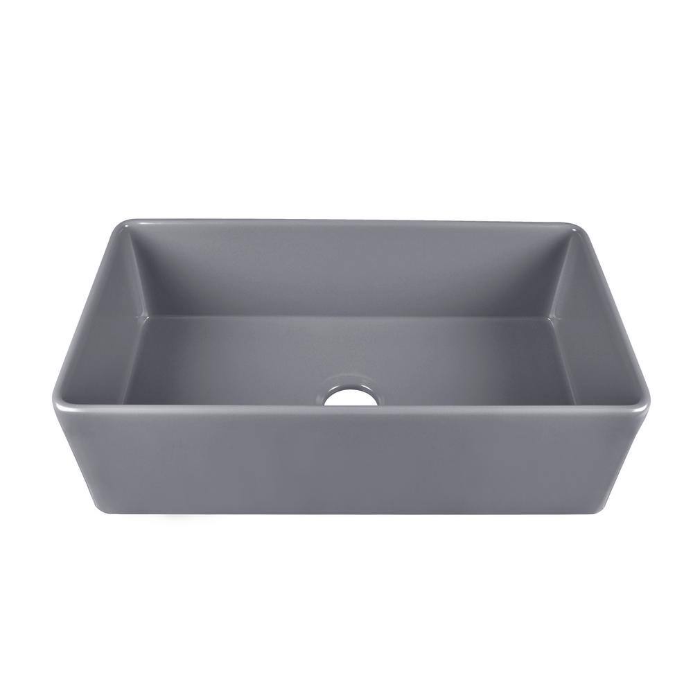 Gray 33" Fireclay Single Bowl Farmhouse Kitchen Sink