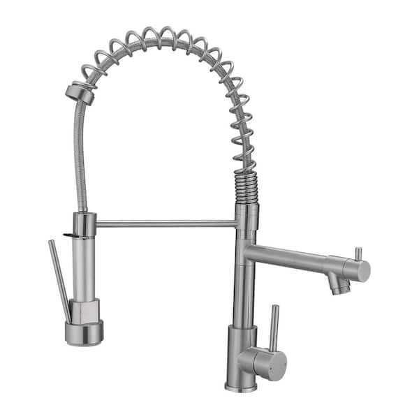 FLG Single Handle Pull Down Sprayer Kitchen Faucet with Advanced Spray Stainless Steel Kitchen Sink Faucet in Brushed Nickel