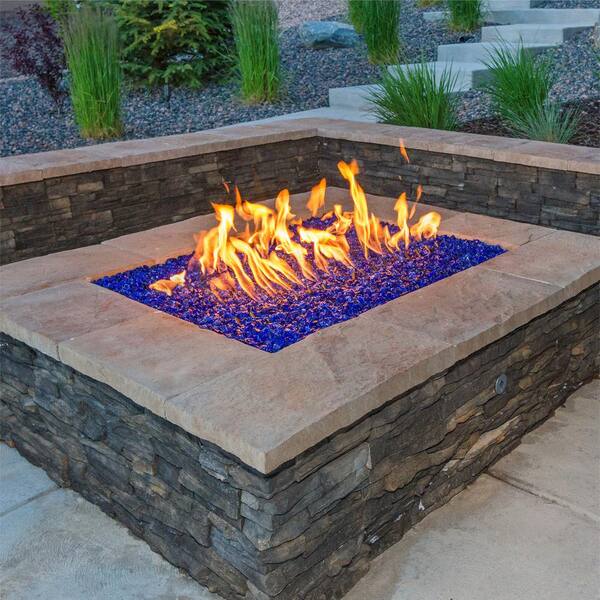 Amber Tropic Blue Clear 1/2" Premium Reflective Fire Glass Fireplace Fire Pit
