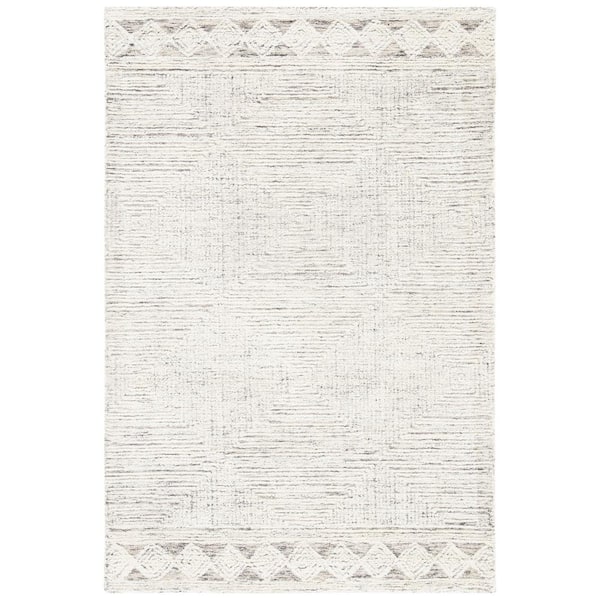SAFAVIEH Abstract Ivory/Gray Doormat 3 ft. x 5 ft. Geometric Striped Area Rug