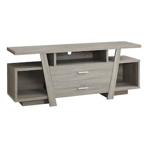 60 in. Dark Taupe Particle Board TV Stand with 2-Drawer Fits TVs Up to 60 in. with Cable Management
