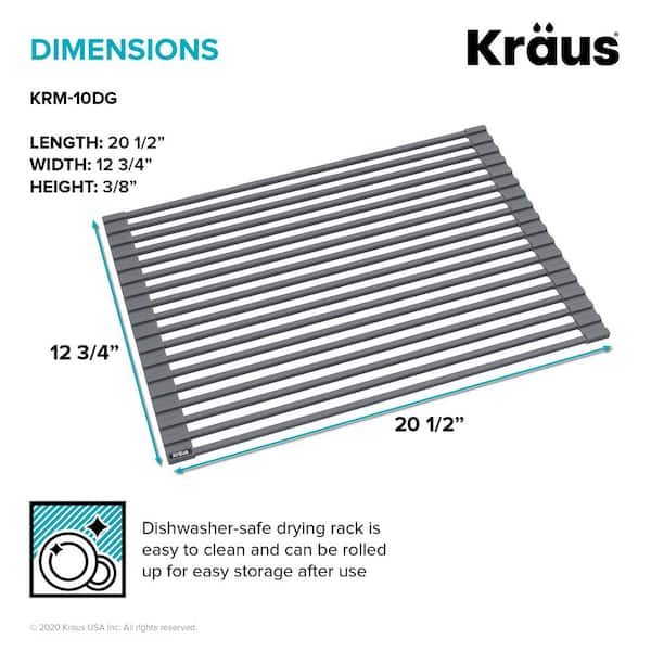 Kraus KDM-10BR Self-Draining Silicone Dish Drying Mat or Trivet for Kitchen Counter in Brown