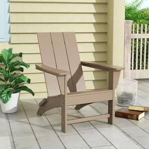 Shoreside Weathered Wood Modern Folding Plastic Adirondack Chair