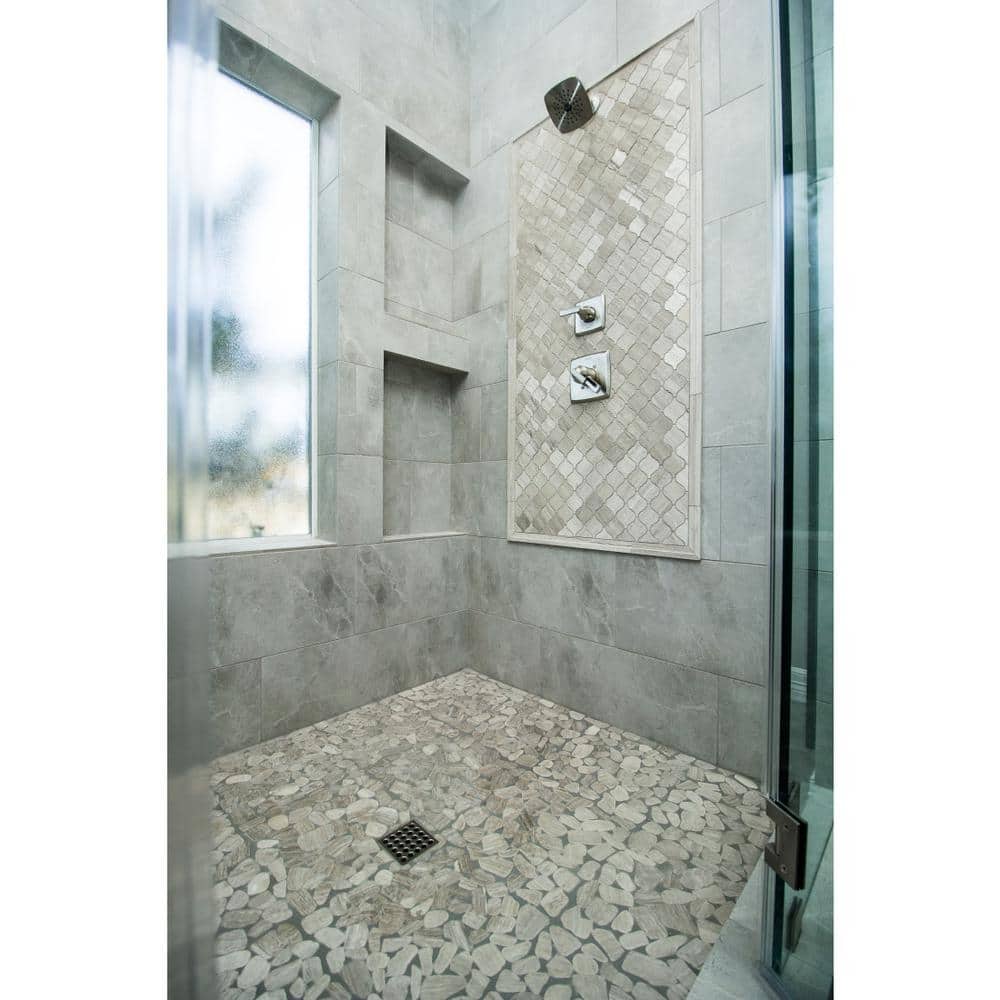 Cream Natural Stone Pebble Mosaic Tile 12x12