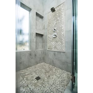 Cultura Cream Honed and Tumbled 11.81 in. x 11.81 in. x 8 mm Pebbles Mesh-Mounted Mosaic Tile (1 sq. ft.)
