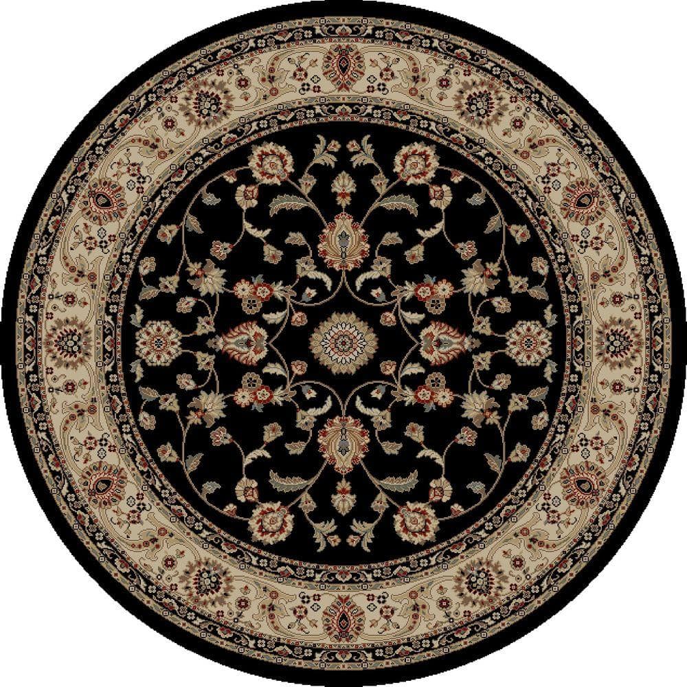 Concord Global Trading Jewel Marash Black 5 ft. Round Area Rug 49330 ...