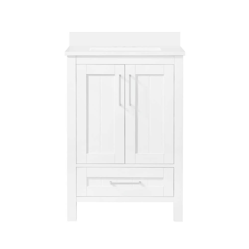 Kansas 24" White MDF Freestanding Bathroom Vanity with Ceramic Sink