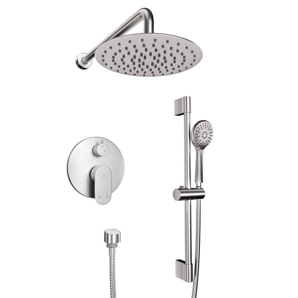 Brushed Nickel Adjustable Height Rainfall Shower System with Handheld