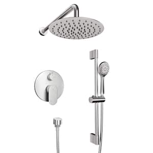 Retro Series 3-Spray Patterns with 1.8 GPM 9 in. Rain Wall Mount Dual Shower Heads with Handheld in Brushed Nickel