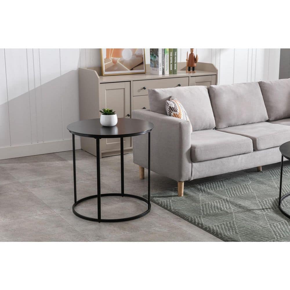 Landon 24 in. Black Round Metal End Table - thumbnail 7