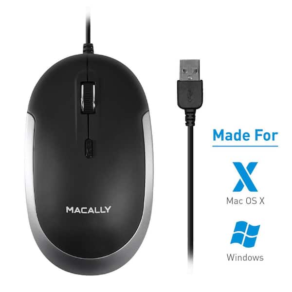 Middeleeuws Nadruk Gevoel Macally Silent USB Mouse Wired for Mac/PC, Compact Design, Optical Sensor  and DPI Switch 800/1200/1600/2400-DYNAMOUSESG - The Home Depot