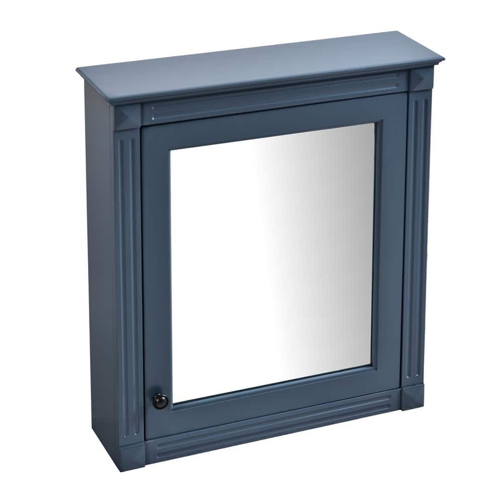 24 in. W x 27.7 in. H Rectangular Blue Wood Medicine Cabinet with Mirror and Adjustable Shelf price history on PriceWatchPro