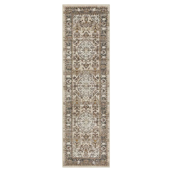Home Decorators Collection Fitzgerald 2 ft. x 7 ft. Gray Abstract Runner Area Rug