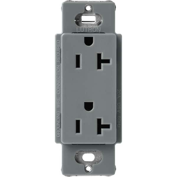 Lutron Claro 20 Amp Duplex Outlet, Slate (SCR-20-SL)