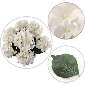 20" White Indoor/Outdoor Artificial Hydrangea Flower Bouquet, Set of 7 Full Bloom, Floral Home by Artificial Flowers