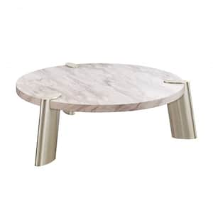 48 in. Black Round Genuine Marble Coffee Table