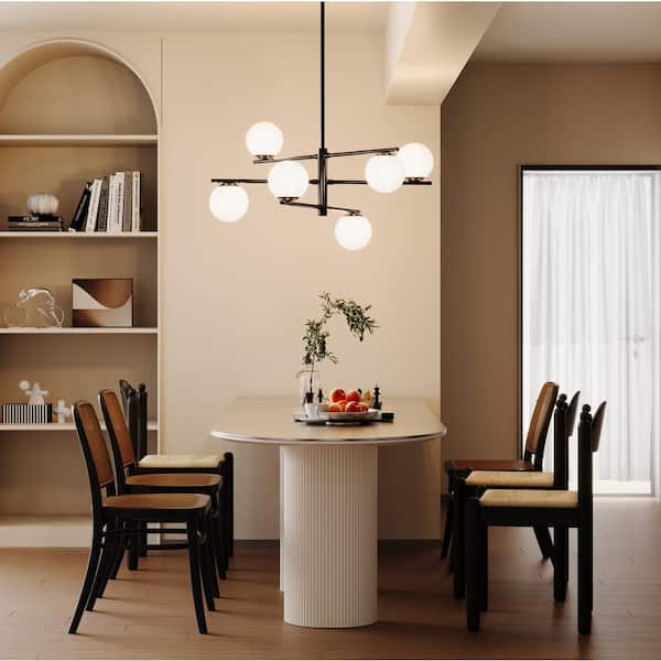 Pia Ricco 6-Light Black Mid Century Modern Chandelier 1Jay-50002BK