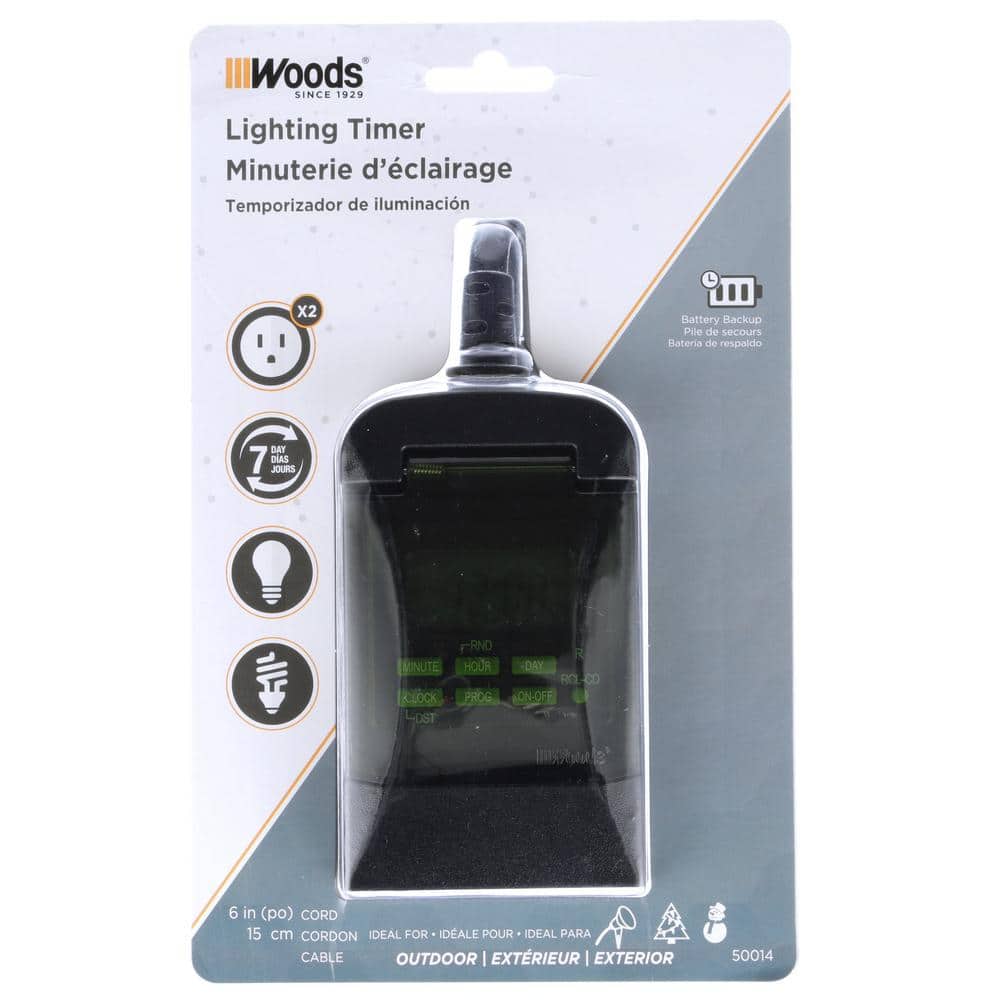 Black Outdoor Digital Timer with Dual Outlets
