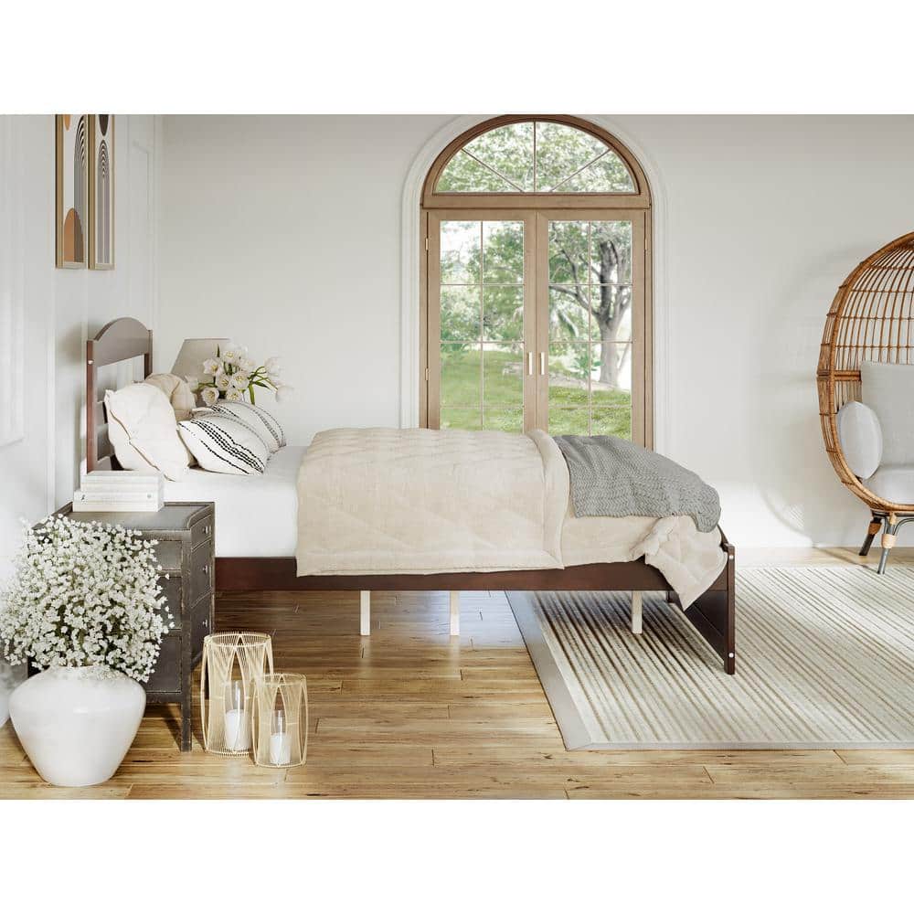 Warren Walnut Queen Platform Bed with Slatted Headboard