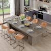 FUFU&GAGA Wooden Gray Wood Grain 118 in. Width Rectangle Double Pedestal Double-based Dining Table for 10 KF210253-034