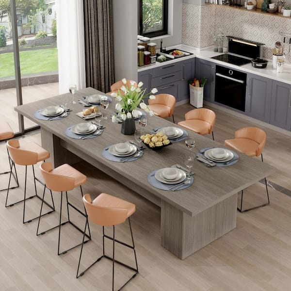FUFU&GAGA Wooden Gray Wood Grain 118 in. Width Rectangle
