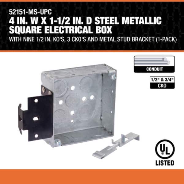 Southwire 4 in. W x 1-1/2 in. D Steel Metallic Square Southwire 4 in. W x 1-1/2 in. D Steel Metallic Square