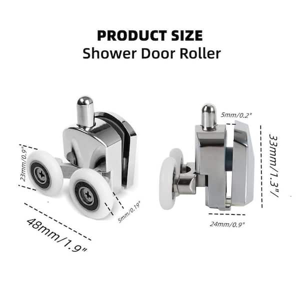 4-Piece Bathroom Hardware Sets Shower Door Roller Replacement Kit with Anti-Collision Block for Shower Doors in Silver
