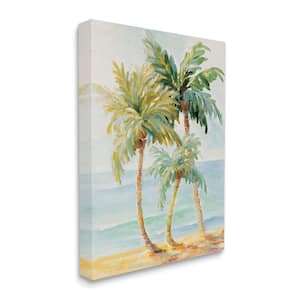 Tropical Palm Trees on Coastal Beach Sand by Lanie Loreth Unframed Print Nature Wall Art 16 in. x 20 in.