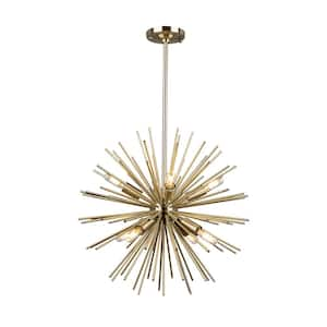 Sunburst 8-Light Satin Brass Sputnik Chandelier