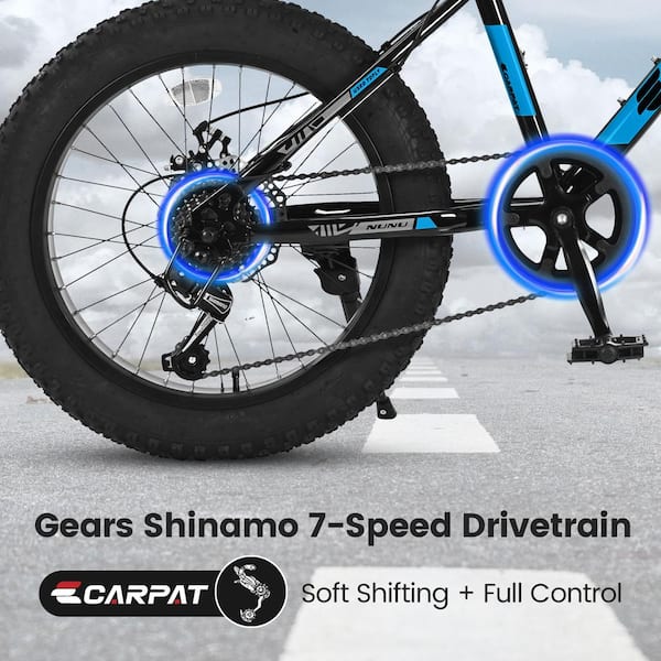 Zeus & Ruta 20 in. Blue Fat Tire Bike Full Shimano 7 Speed