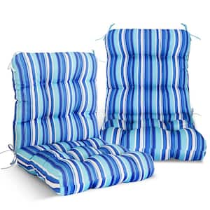 42 in. L x 21 in. W x 4 in. H Outdoor/Indoor Seat/Back Chair Cushion, Set of 2, Blue Stripe