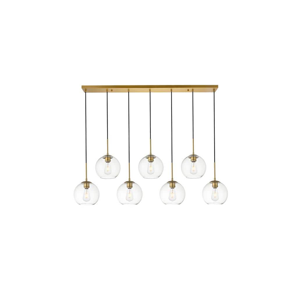 Timeless Home Blake 7-Light Brass Pendant with 7.9 in. W x 7.1 in. H Clear 