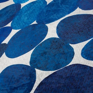 Blue 5 ft. x 8 ft. Smooth Stones I Washable Circles Art Area Rug