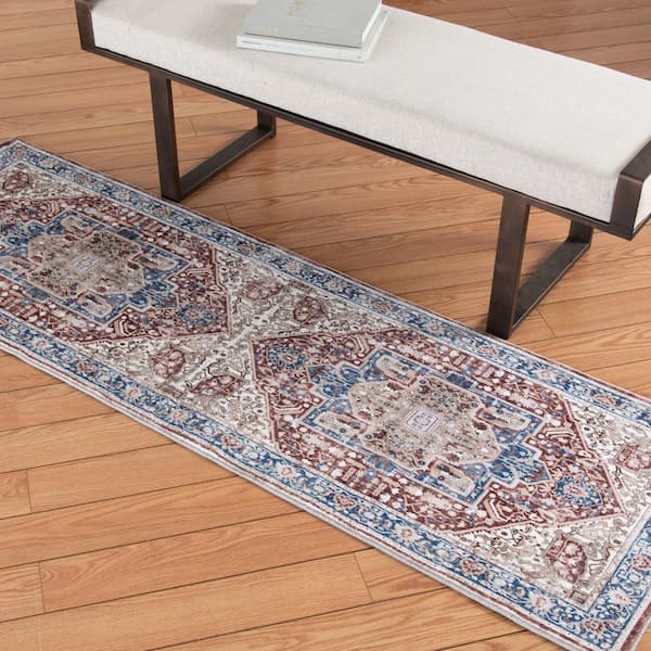 Silky Medallion 2 ft. x 7 ft. Red Runner Area Rug