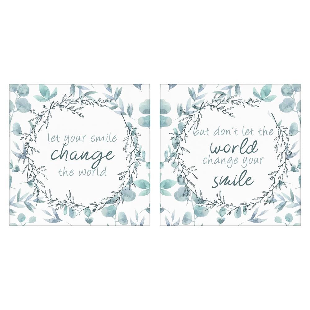 Stupell Industries Inspirational Smile Quotes 2 Piece Canvas Wall Art ...