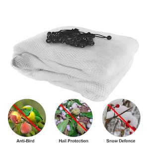 Hail Netting 15 ft. x 50 ft. with Grommets, Bird Netting Protect Fruits and Plants from Hail Damage, White
