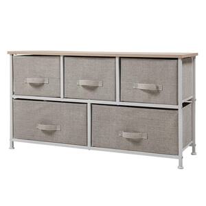 39.37 in. W x 21.65 in. H 2-Tier Gray Pull-Out Metal Drawer Storage(5-Drawer)