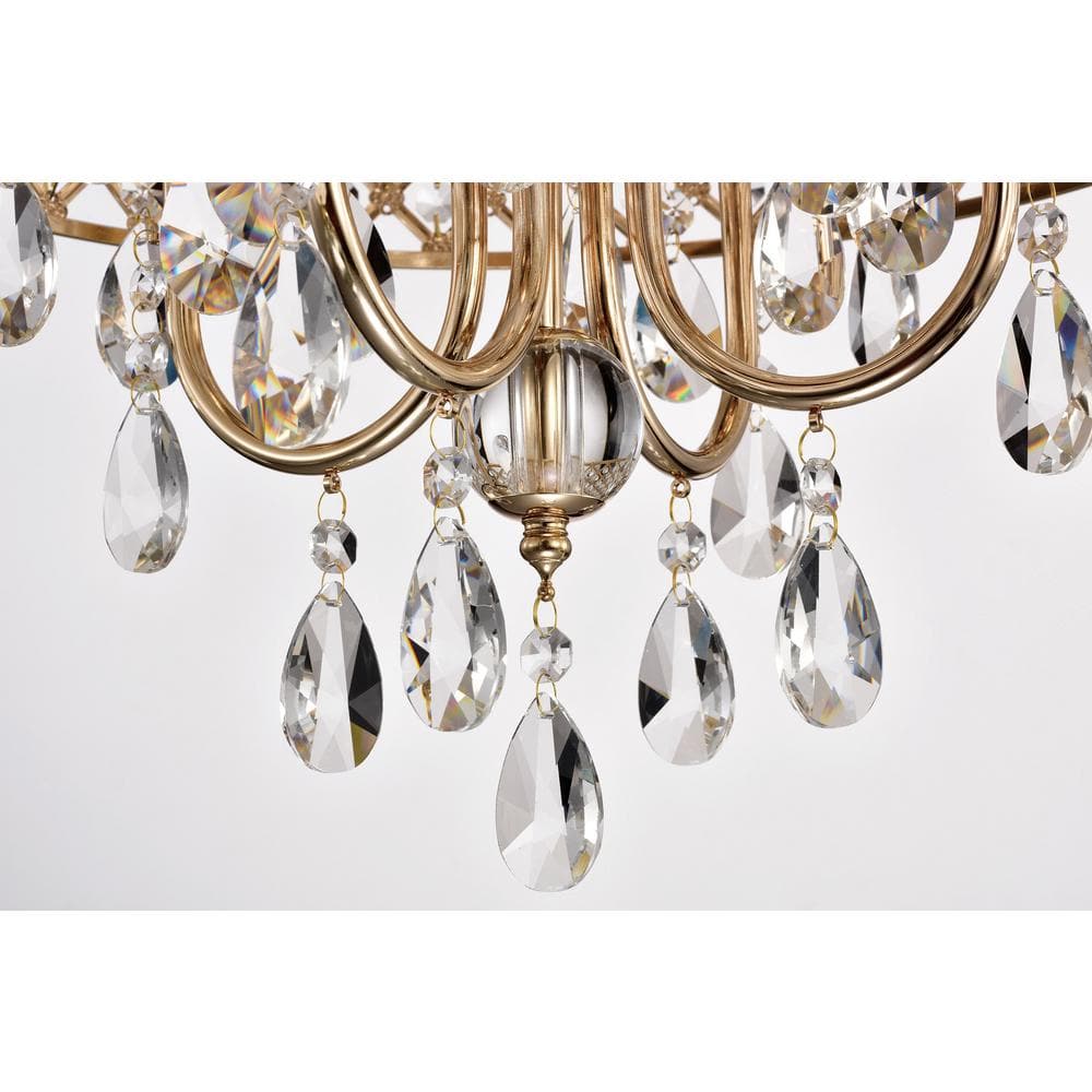 Gold Crystal Drum Chandelier with Cascading Crystals, 17"